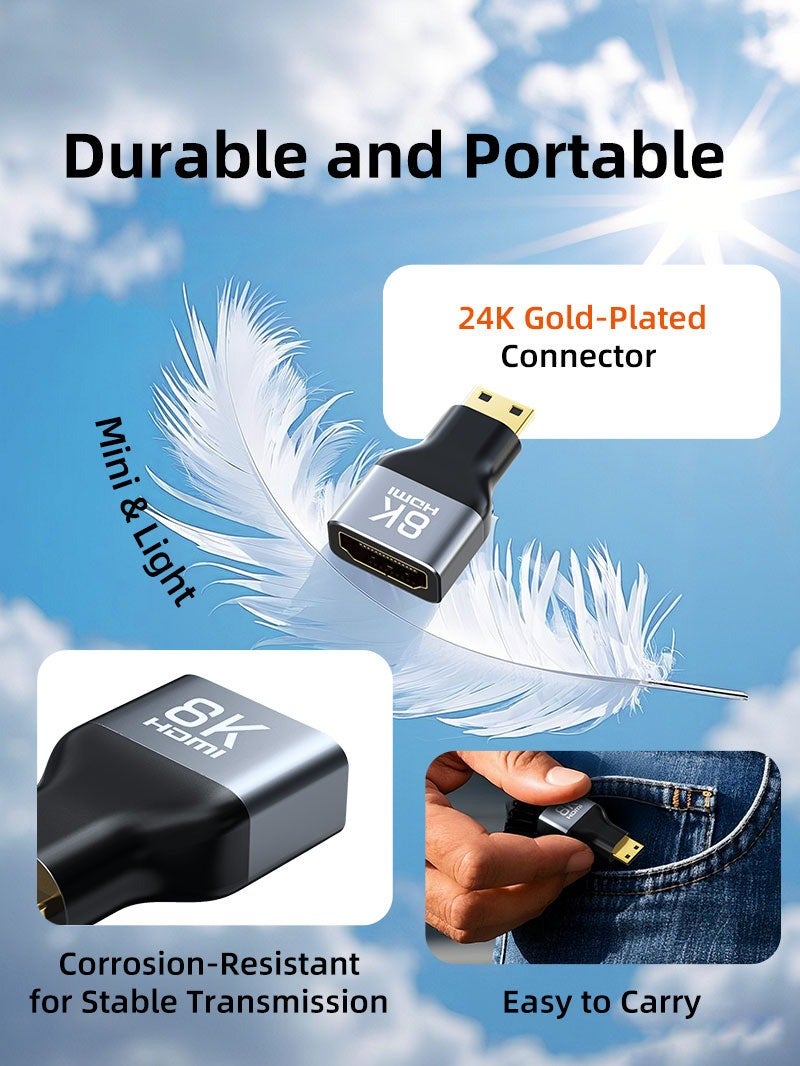 كابل تايم محول 8K ميني HDMI ذكر إلى HDMI أنثى - Image 1